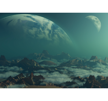 Fotomural espacio picos montañosos celestiales - TenVinilo