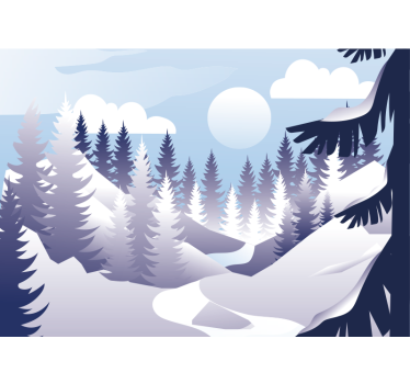 Papel pintado paisaje escena de bosque invernal - TenVinilo