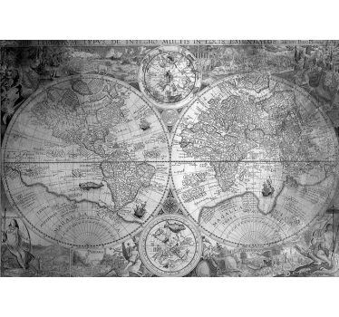Papel pintado mapamundi mapa histórico detallado - TenVinilo