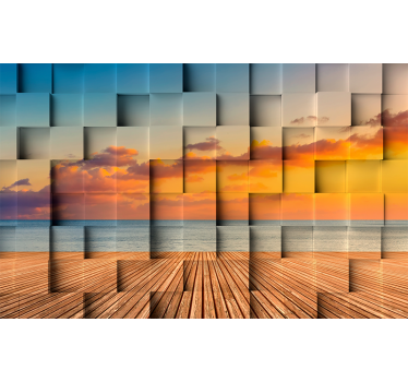 Papel pintado 3d vista del océano al atardecer - TenVinilo