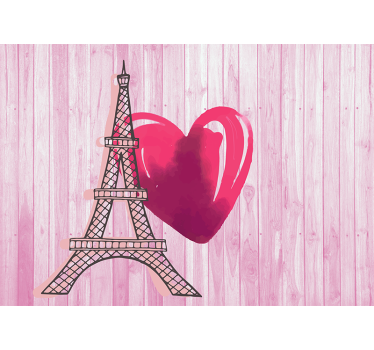 Fotomural de amor torre eiffel corazón - TenVinilo