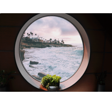 Papel pintado paisaje escena de olas costeras - TenVinilo
