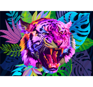 Fotomural animales cabeza de tigre colorido - TenVinilo
