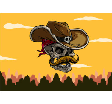Fotomural arte urbano diseño de calavera de vaquero - TenVinilo