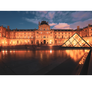 Fotomural ciudad pirámide del louvre de noche - TenVinilo
