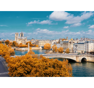 Fotomural parís vista de otoño de notre dame - TenVinilo