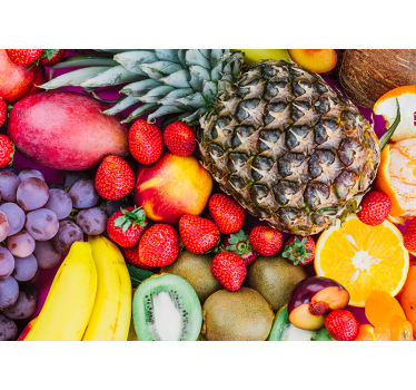 Mural de pared flores medley de frutas vibrantes - TenVinilo