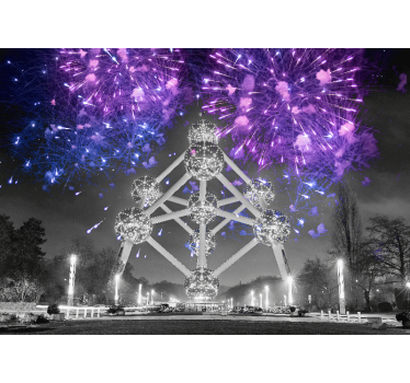 Fotomural ciudad espectáculo de fuegos artificiales - TenVinilo