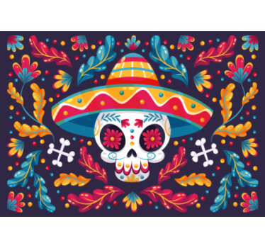Fotomural animales calavera de azúcar colorida - TenVinilo