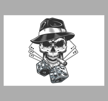 Fotomural salón Tarjeta con dados y calavera - TenVinilo