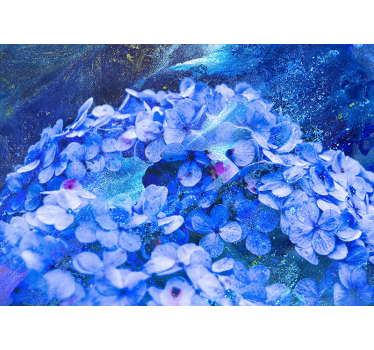 Mural de pared flores arreglo floral azul - TenVinilo