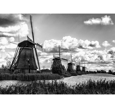 Fotomural de Ámsterdam icónicos molinos de viento holandeses - TenVinilo