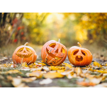 Fotomural Halloween caras de calabaza talladas - TenVinilo