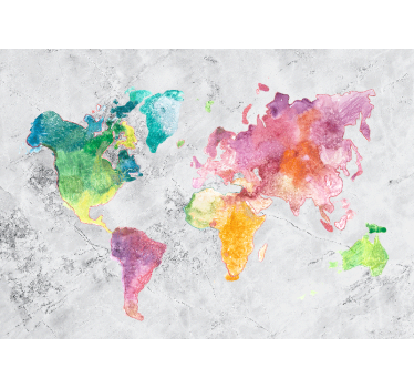 Papel pintado mapamundi diseño de mapa colorido - TenVinilo