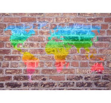 Papel pintado mapamundi representación geográfica colorida - TenVinilo
