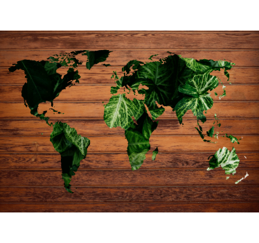 Papel pintado mapamundi hojas del mapa del mundo - TenVinilo