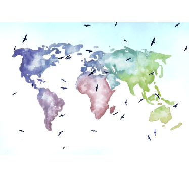 Papel pintado mapamundi mapa mundial colorido - TenVinilo