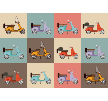Fotomural vehículo patrón de scooter retro - TenVinilo