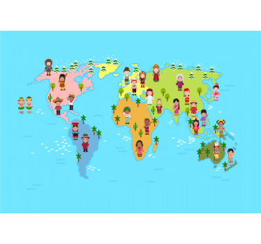 Papel pintado mapamundi personajes del mapa cultural - TenVinilo