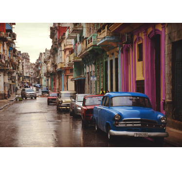 Fotomural ciudad escena callejera de la habana - TenVinilo