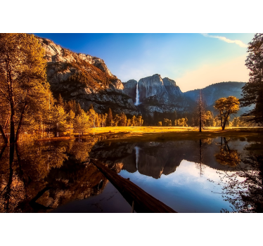 Papel pintado paisaje sereno reflejo de la montaña - TenVinilo