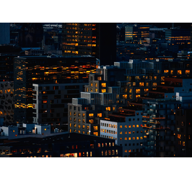 Fotomural ciudad tardes iluminadas con paisaje urbano - TenVinilo