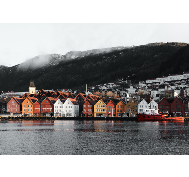 Fotomural ciudad casas frente al mar en bergen - TenVinilo