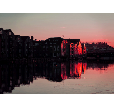 Fotomural ciudad casas reflejantes del canal - TenVinilo