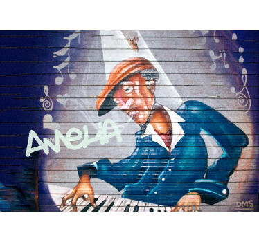Fotomural arte urbano músico con sombrero - TenVinilo