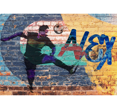 Fotomural arte urbano jugador de fútbol en acción - TenVinilo