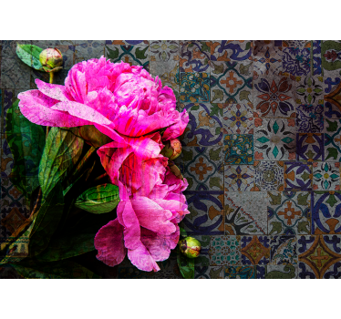 Fotomural de amapolas detalle floral de peonía - TenVinilo