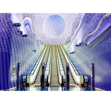 Fotomural ciudad arte en la entrada de escaleras - TenVinilo