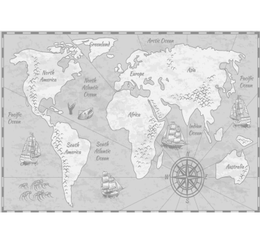 Papel pintado mapamundi exploración mundial cartográfica - TenVinilo