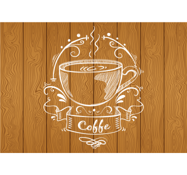 Fotomural frase diseño de taza de café - TenVinilo