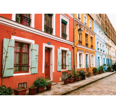 Fotomural ciudad coloridas fachadas parisinas - TenVinilo