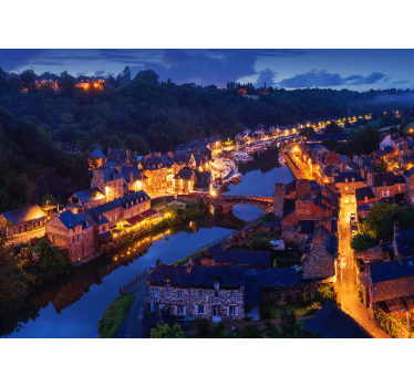 Fotomural ciudad luces de pueblo medieval - TenVinilo
