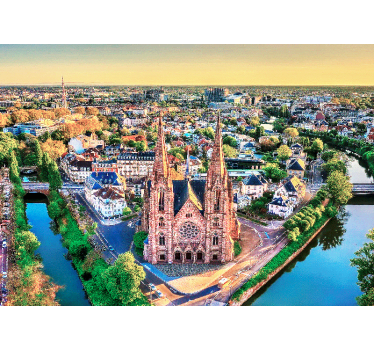 Fotomural ciudad vista aérea de la catedral - TenVinilo