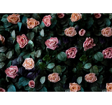 Mural de pared flores rosa romántica floral - TenVinilo