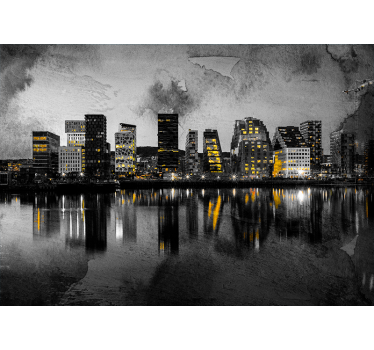 Fotomural ciudad reflexión del horizonte moderno - TenVinilo
