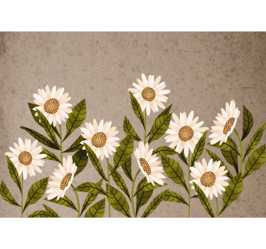 Mural de pared flores encantador arreglo de margaritas - TenVinilo