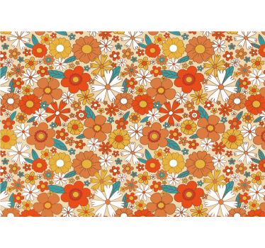Mural de pared flores patrón floral vibrante - TenVinilo