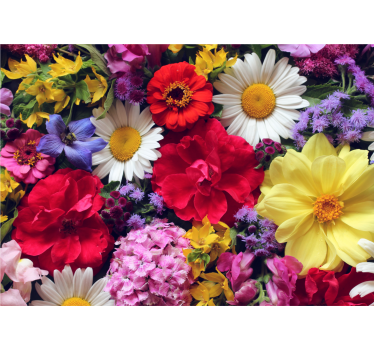 Mural de pared flores arreglo de flores vibrantes - TenVinilo
