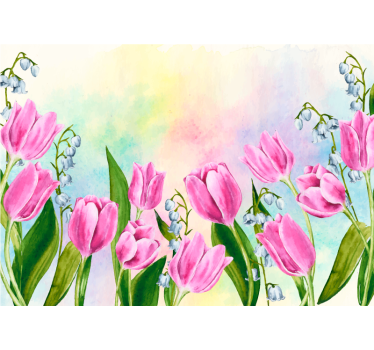 Mural de pared flores tulipán en flor - TenVinilo