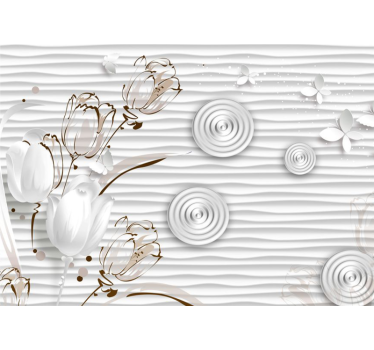 Mural de pared flores tulipanes blancos elegantes - TenVinilo