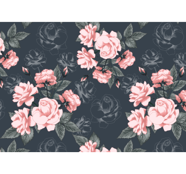 Mural de pared flores rosas elegantes en flor - TenVinilo
