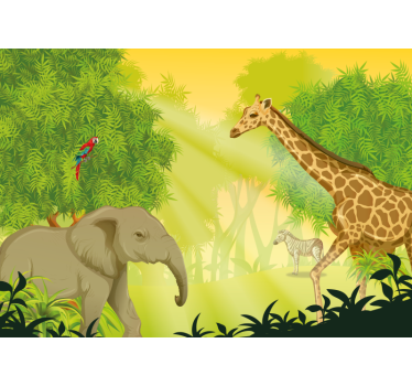 Fotomural animales escena de safari en la sabana - TenVinilo