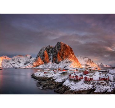 Fotomural montañas al anochecer nevado - TenVinilo