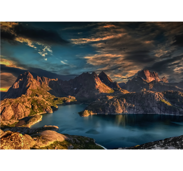 Papel pintado paisaje lago montañés majestuoso - TenVinilo