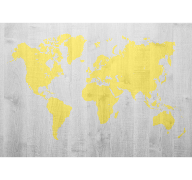Papel pintado mapamundi mapa mundial amarillo - TenVinilo