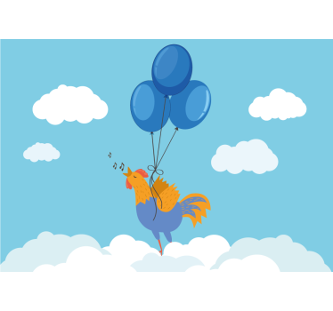 Mural de pared infantil globos del gallo cantor - TenVinilo